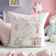 Load image into Gallery viewer, New Baby Cushion - Pink Balloon Animals-The Persnickety Co