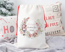 Load image into Gallery viewer, Pink Nutcracker  Wreath Personalised Santa Sack