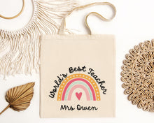 Load image into Gallery viewer, Personalised Teacher Rainbow Tote Bag-The Persnickety Co