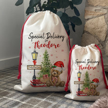 Load image into Gallery viewer, Christmas Teddy Bear Personalised Santa Sack