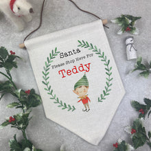 Load image into Gallery viewer, Personalised Santa Stop Here Sign - Elf Boy / Elf Girl