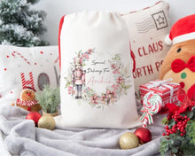 Load image into Gallery viewer, Pink Nutcracker  Wreath Personalised Santa Sack