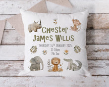 Load image into Gallery viewer, New Baby Cushion - Safari Animals