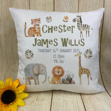 Load image into Gallery viewer, New Baby Cushion - Safari Animals
