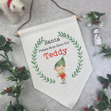 Load image into Gallery viewer, Personalised Santa Stop Here Sign - Elf Boy / Elf Girl
