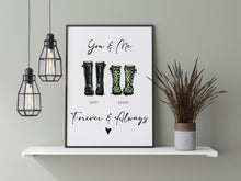 Load image into Gallery viewer, Personalised Welly Boot Print For Couples