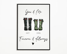 Load image into Gallery viewer, Personalised Welly Boot Print For Couples
