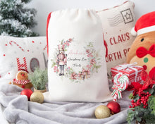Load image into Gallery viewer, Pink Nutcracker  Wreath Personalised Santa Sack