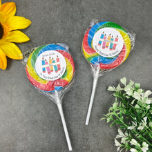 Load image into Gallery viewer, Personalised Good Luck On Your First Day In School Giant Rainbow Lollipop