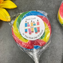 Load image into Gallery viewer, Personalised Good Luck On Your First Day In School Giant Rainbow Lollipop