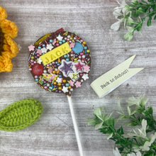 Load image into Gallery viewer, Personalised Back To School Belgian Chocolate Lollipop