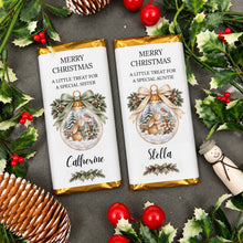 Load image into Gallery viewer, Personalised Rabbit & Robin Christmas Chocolate Bar,