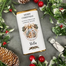 Load image into Gallery viewer, Personalised Rabbit & Robin Christmas Chocolate Bar,