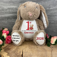 Load image into Gallery viewer, Personalised First Valentine Bunny Teddy