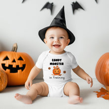 Load image into Gallery viewer, Baby Halloween Outfit and Bib Set – Candy Monster in Training-The Persnickety Co