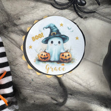 Load image into Gallery viewer, Personalised Spooky Cute Ghost Halloween Biscuit
