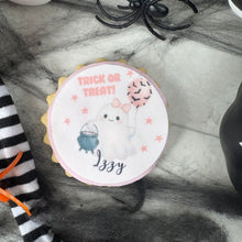 Load image into Gallery viewer, Personalised Halloween Ghost Biscuit
