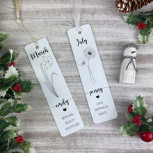 Load image into Gallery viewer, Personalised Birth Flower Bookmark