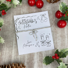Load image into Gallery viewer, Whimsical Bow Christmas Beaded Bracelet-The Persnickety Co