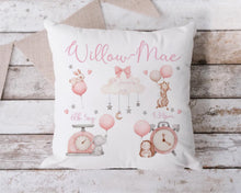 Load image into Gallery viewer, New Baby Cushion - Pink Balloon Animals