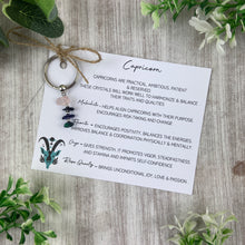 Load image into Gallery viewer, Capricorn Crystal Chip Keyring-The Persnickety Co