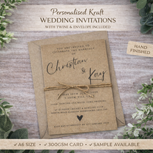 Load image into Gallery viewer, Rustic Kraft Wedding Invitations with Twine-The Persnickety Co