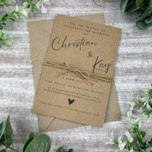 Load image into Gallery viewer, Rustic Kraft Wedding Invitations with Twine