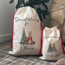 Load image into Gallery viewer, Christmas Rabbit Personalised Santa Sack