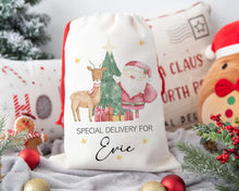 Load image into Gallery viewer, Personalised Santa And Reindeer Christmas Sack