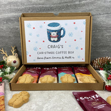 Load image into Gallery viewer, Personalised Christmas Coffee Letterbox Gift – Costa Coffee Sachets & Gingerbread Men Biscuits