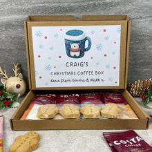 Load image into Gallery viewer, Personalised Christmas Coffee Letterbox Gift – Costa Coffee Sachets & Gingerbread Men Biscuits