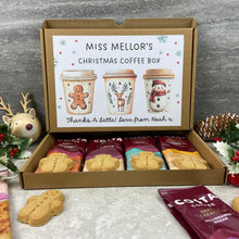 Load image into Gallery viewer, Personalised Teacher Christmas Coffee Gift Box – Costa Coffee Sachets & Gingerbread Biscuits