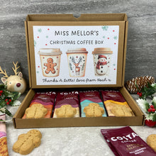 Load image into Gallery viewer, Personalised Teacher Christmas Coffee Gift Box – Costa Coffee Sachets & Gingerbread Biscuits