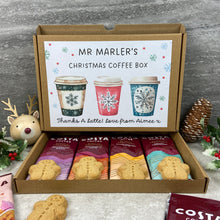 Load image into Gallery viewer, Personalised Teacher Christmas Coffee Letterbox Gift – Costa Coffee Sachets & Gingerbread Biscuits