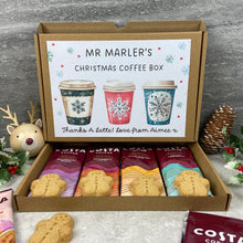 Load image into Gallery viewer, Personalised Teacher Christmas Coffee Letterbox Gift – Costa Coffee Sachets & Gingerbread Biscuits