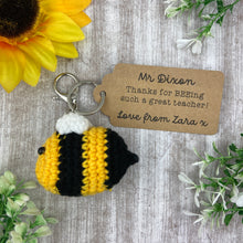 Load image into Gallery viewer, Crochet Bee Keyring with Personalised Tag
