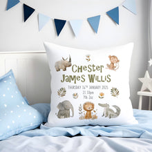 Load image into Gallery viewer, New Baby Cushion - Safari Animals