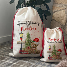 Load image into Gallery viewer, Christmas Teddy Bear Personalised Santa Sack