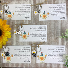 Load image into Gallery viewer, Egg-cellent Birthday Keyring - 18th, 21st, 30th, 40th, 50th-The Persnickety Co