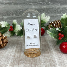Load image into Gallery viewer, Christmas Earrings in Glass Cloche – Star or Heart Studs Gift