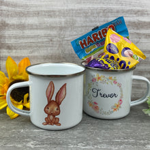 Load image into Gallery viewer, Easter Wreath Enamel Mug - Boy Rabbit