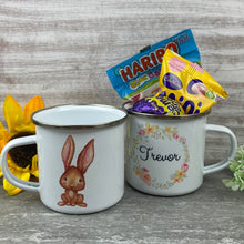 Load image into Gallery viewer, Easter Wreath Enamel Mug - Boy Rabbit