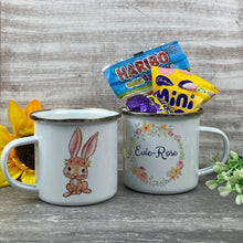 Load image into Gallery viewer, Easter Wreath Enamel Mug - Girl Rabbit