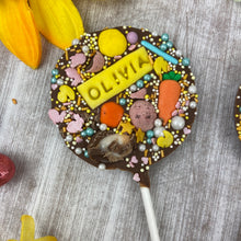 Load image into Gallery viewer, Easter Personalised Belgian Chocolate Lollipop