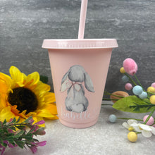 Load image into Gallery viewer, Personalised Easter Grey Bunny Cold Cup with Straw