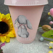 Load image into Gallery viewer, Personalised Easter Grey Bunny Cold Cup with Straw