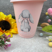 Load image into Gallery viewer, Personalised Easter Grey Bunny Cold Cup with Straw