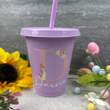 Load image into Gallery viewer, Personalised Easter Rabbit Initial Cold Cup with Straw