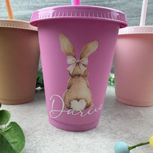 Load image into Gallery viewer, Personalised Easter Brown Bunny Cold Cup with Straw