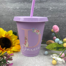 Load image into Gallery viewer, Personalised Easter Rabbit Initial Cold Cup with Straw